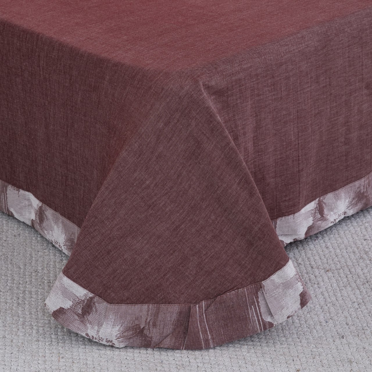 91家纺网 家纺一手货源 找家纺 仰望棉麻双层纱供应链 2026新款全棉色织提花纽扣款四件套-花都 花都-豆沙