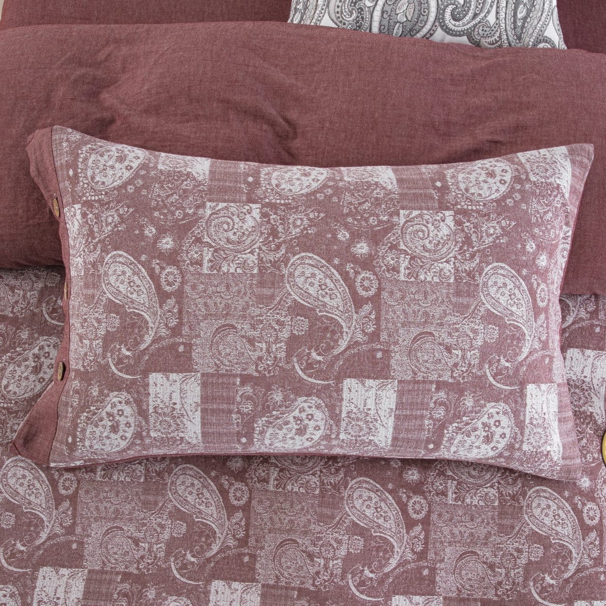 91家纺网 家纺一手货源 找家纺 （总）仰望棉麻双层纱供应链 2026新款全棉色织提花纽扣款四件套-兰亭序