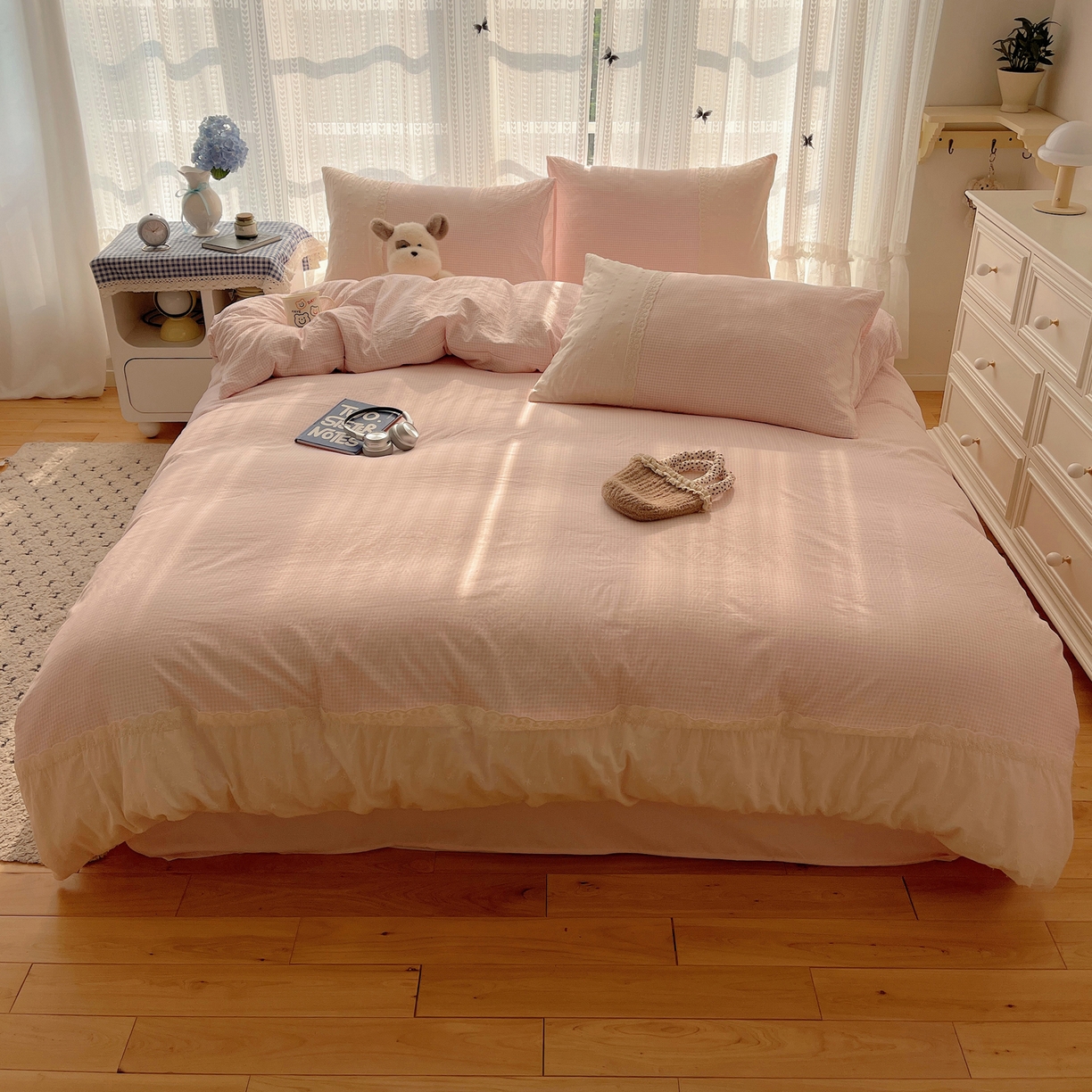 91家纺网 家纺一手货源 找家纺 （总）韩巢家纺 2026新款少女心蕾丝花边款四件套