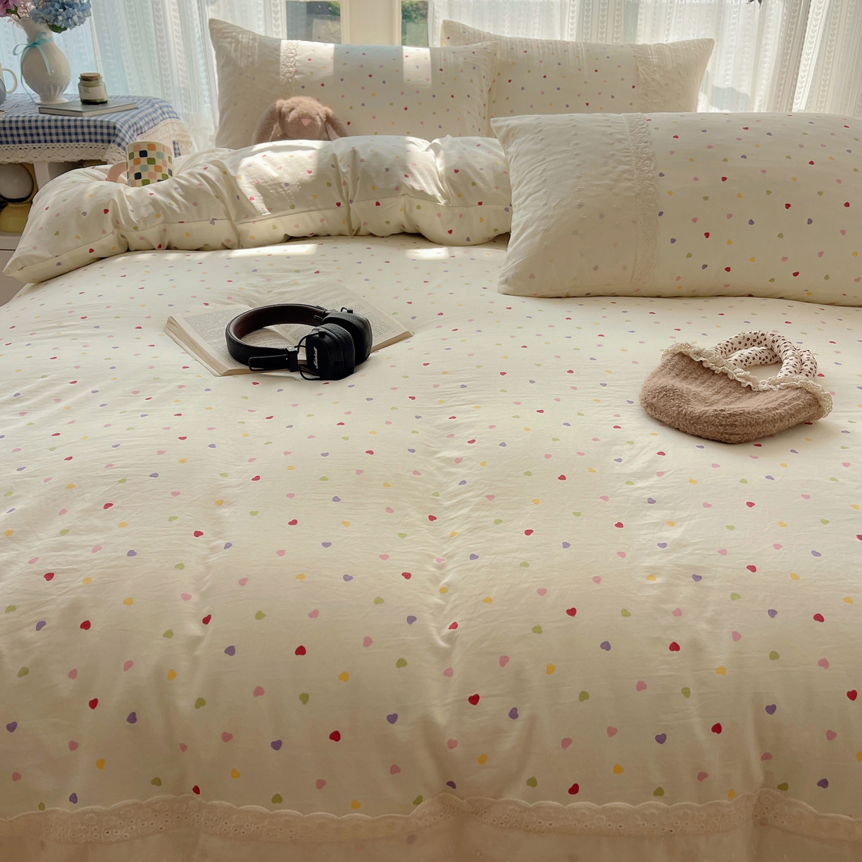 91家纺网 家纺一手货源 找家纺 韩巢家纺 2026新款少女心蕾丝花边款四件套 心动预演【蕾丝花边款】