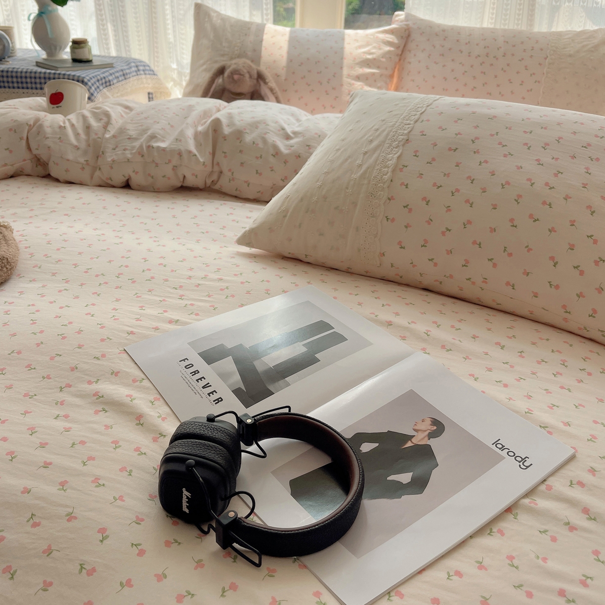 91家纺网 家纺一手货源 找家纺 韩巢家纺 2026新款少女心蕾丝花边款四件套 粉小花【蕾丝花边款】