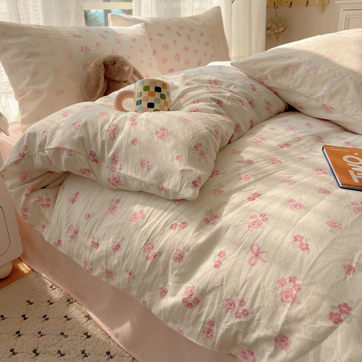 91家纺网 家纺一手货源 找家纺 韩巢家纺 2026新款少女心蕾丝花边款四件套 小花集【蕾丝花边款】