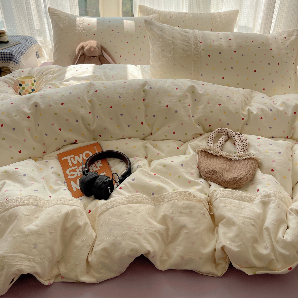 韩巢家纺 2026新款少女心蕾丝花边款四件套 心动预演【蕾丝花边款】