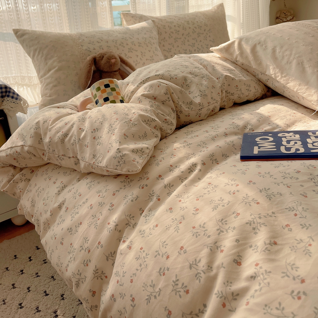 91家纺网 家纺一手货源 找家纺 韩巢家纺 2026新款少女心蕾丝花边款四件套 梨云杳杳【蕾丝花边款】