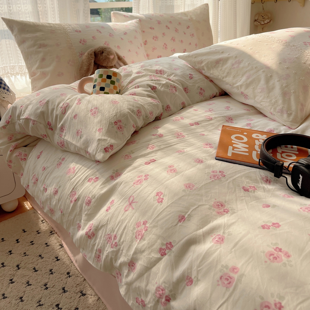 91家纺网 家纺一手货源 找家纺 韩巢家纺 2026新款少女心蕾丝花边款四件套 小花集【蕾丝花边款】