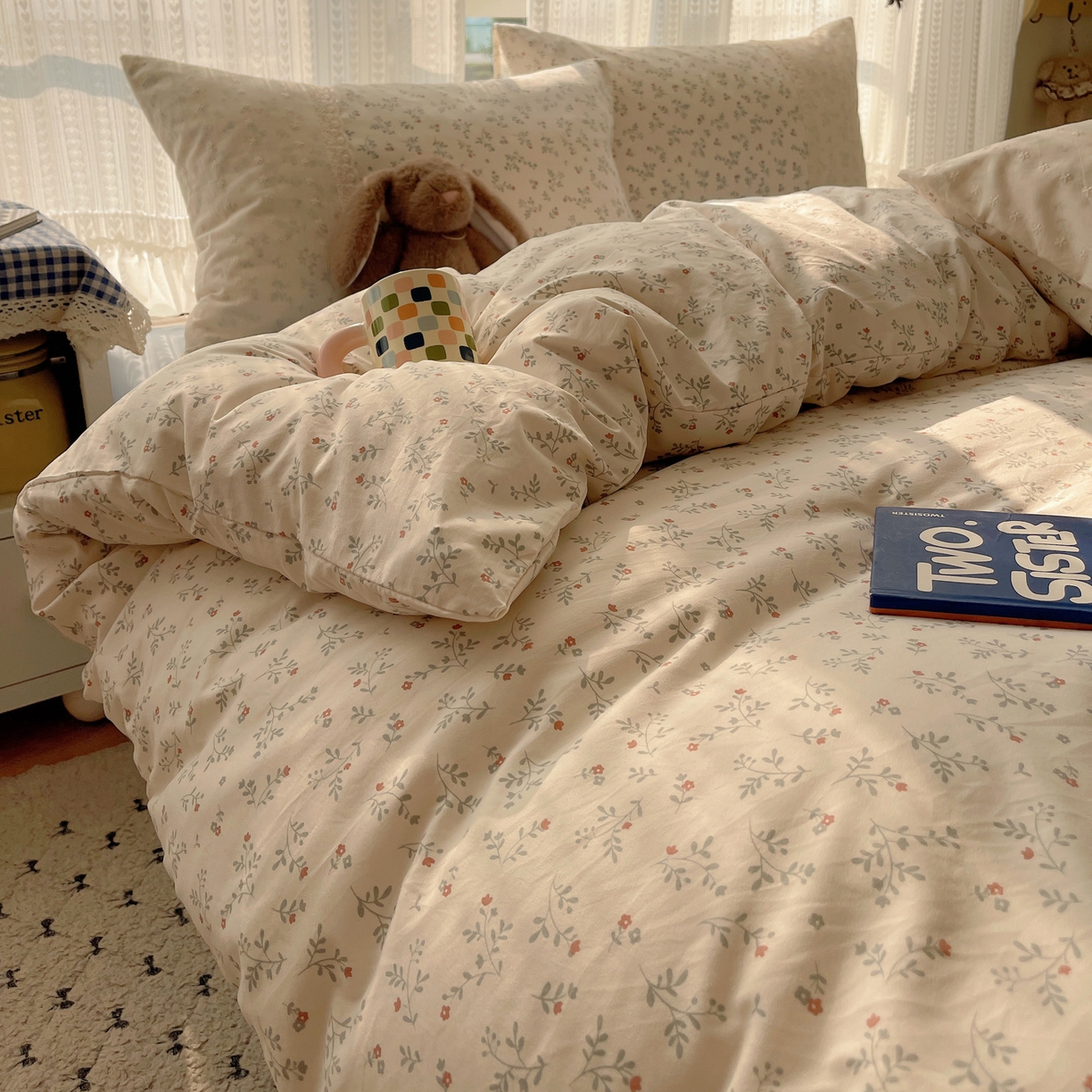 91家纺网 家纺一手货源 找家纺 韩巢家纺 2026新款少女心蕾丝花边款四件套 梨云杳杳【蕾丝花边款】