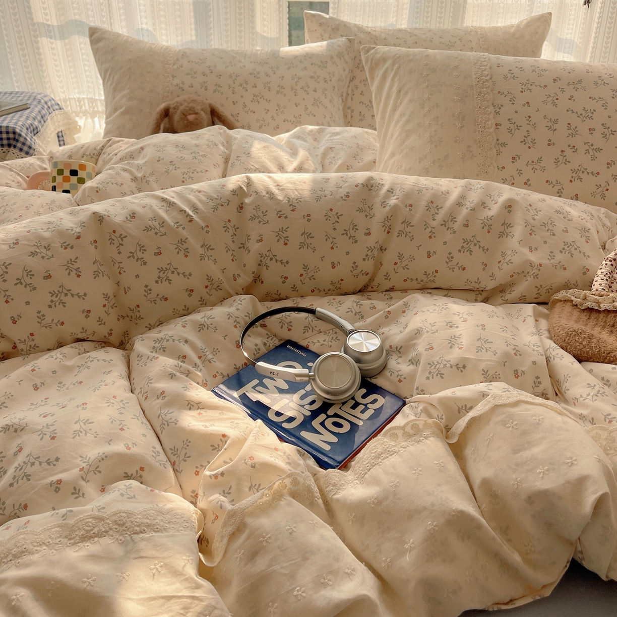 91家纺网 家纺一手货源 找家纺 韩巢家纺 2026新款少女心蕾丝花边款四件套 梨云杳杳【蕾丝花边款】