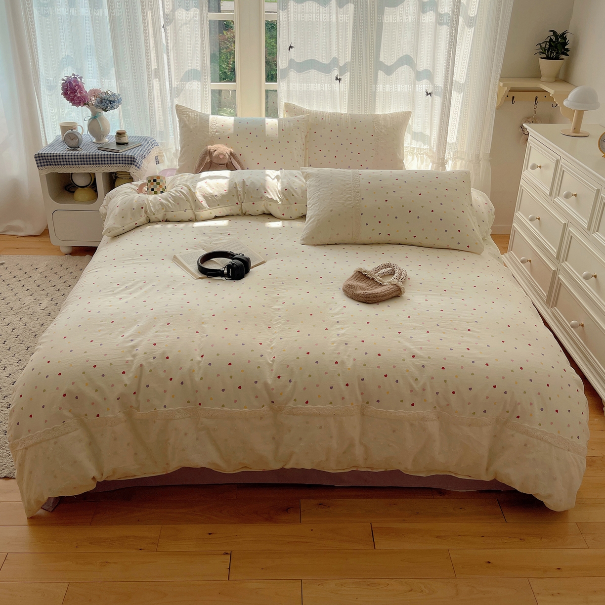 91家纺网 家纺一手货源 找家纺 韩巢家纺 2026新款少女心蕾丝花边款四件套 心动预演【蕾丝花边款】