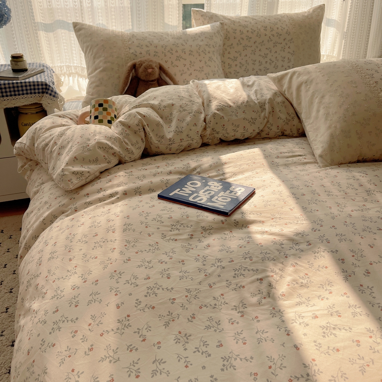 91家纺网 家纺一手货源 找家纺 韩巢家纺 2026新款少女心蕾丝花边款四件套 梨云杳杳【蕾丝花边款】