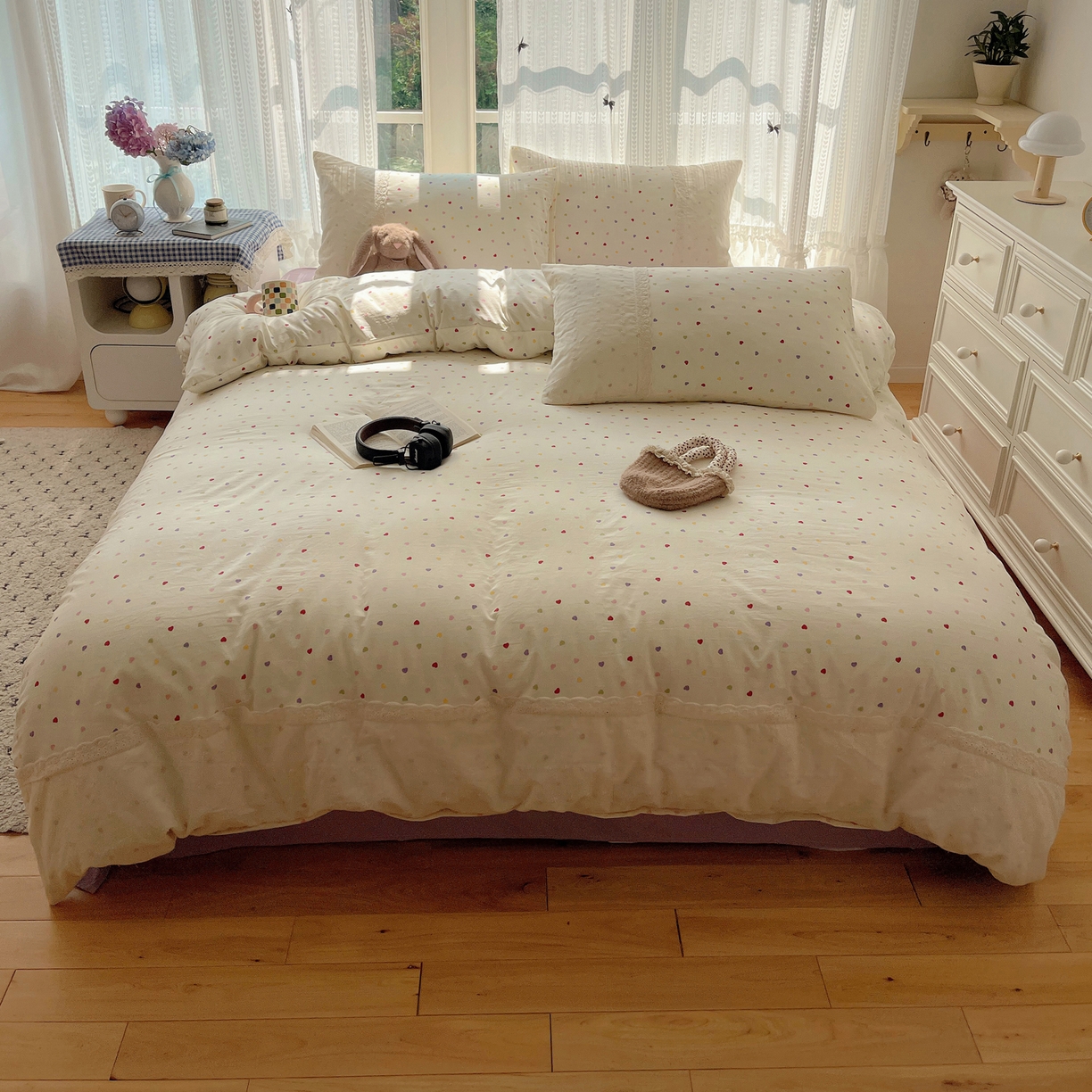 91家纺网 家纺一手货源 找家纺 韩巢家纺 2026新款少女心蕾丝花边款四件套 心动预演【蕾丝花边款】