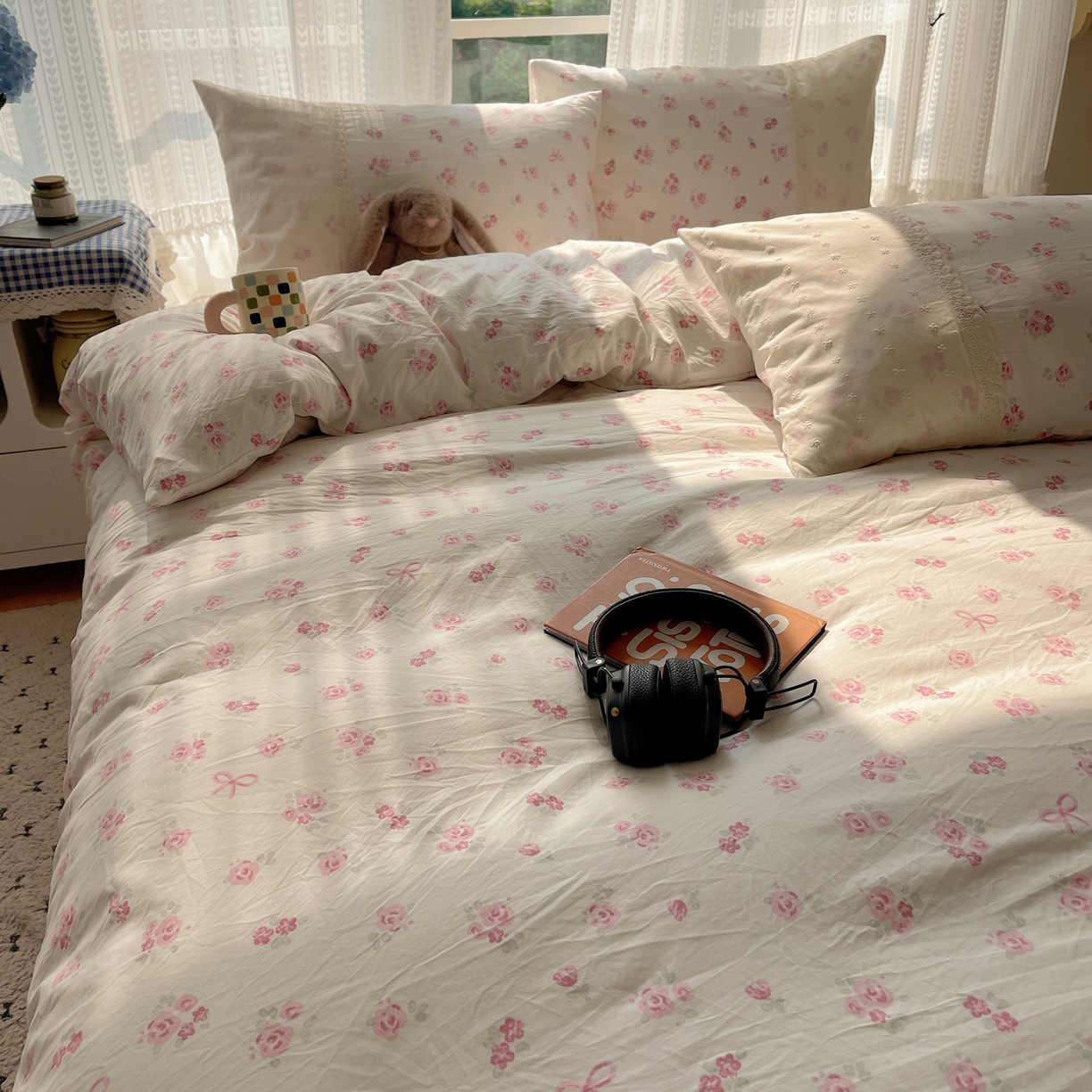 91家纺网 家纺一手货源 找家纺 韩巢家纺 2026新款少女心蕾丝花边款四件套 小花集【蕾丝花边款】