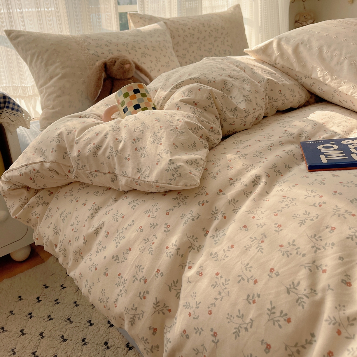 91家纺网 家纺一手货源 找家纺 韩巢家纺 2026新款少女心蕾丝花边款四件套 梨云杳杳【蕾丝花边款】