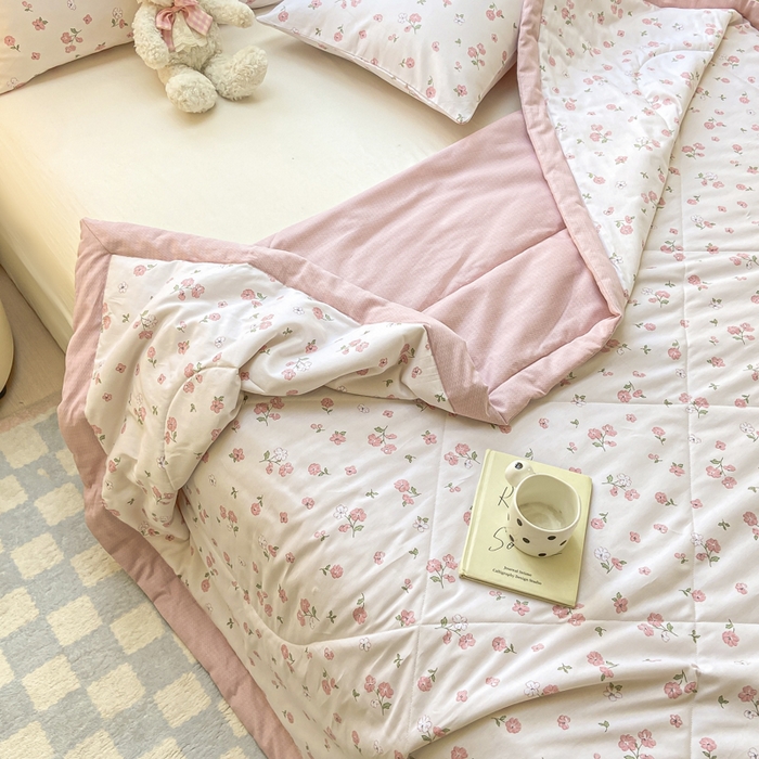 91家纺网 家纺一手货源 找家纺 憨豆家纺 2026新款双面全棉印花夏被可机洗小清新纯棉夏凉被薄被芯空调被子 花香谷