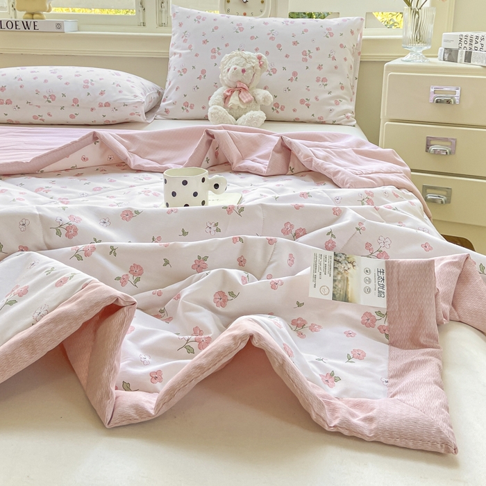 91家纺网 家纺一手货源 找家纺 憨豆家纺 2026新款双面全棉印花夏被可机洗小清新纯棉夏凉被薄被芯空调被子 花香谷