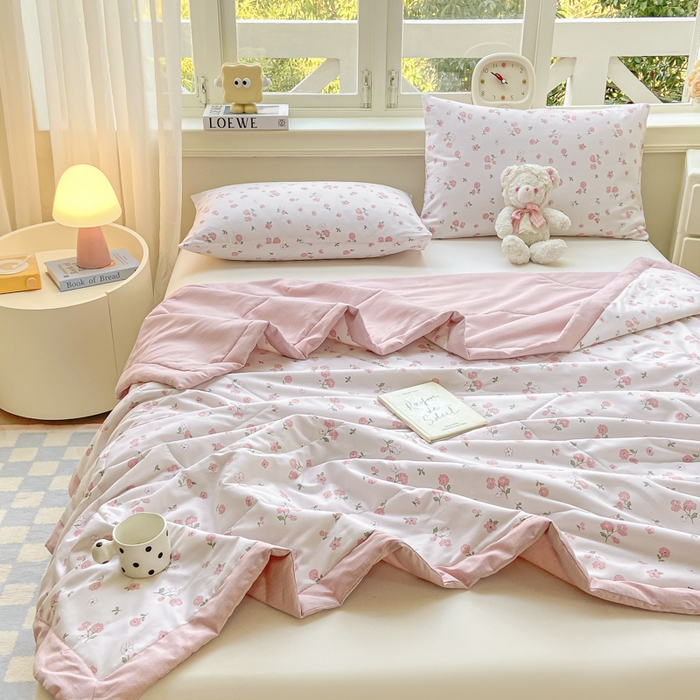 91家纺网 家纺一手货源 找家纺 憨豆家纺 2026新款双面全棉印花夏被可机洗小清新纯棉夏凉被薄被芯空调被子 花香谷