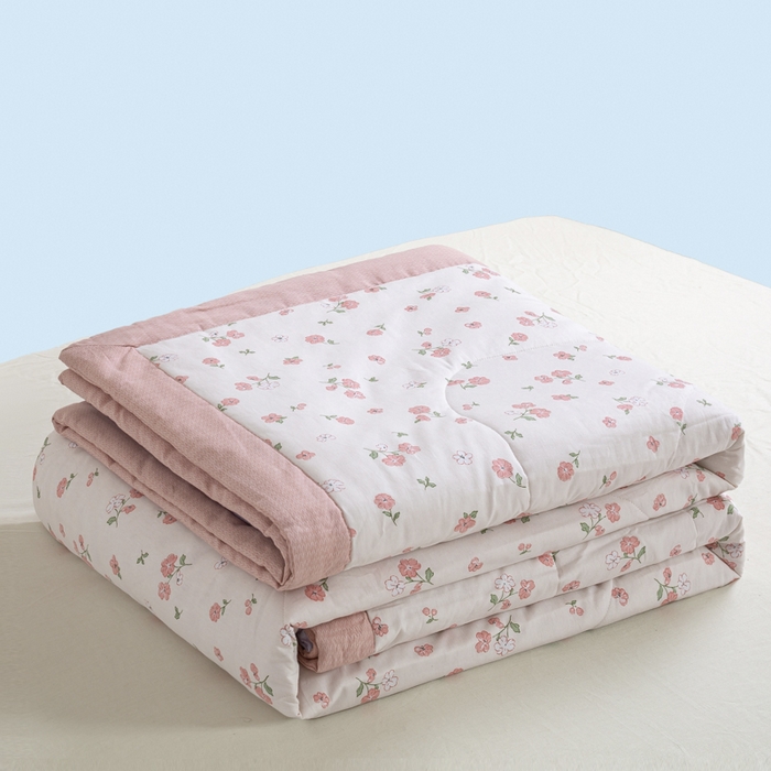 91家纺网 家纺一手货源 找家纺 憨豆家纺 2026新款双面全棉印花夏被可机洗小清新纯棉夏凉被薄被芯空调被子 花香谷