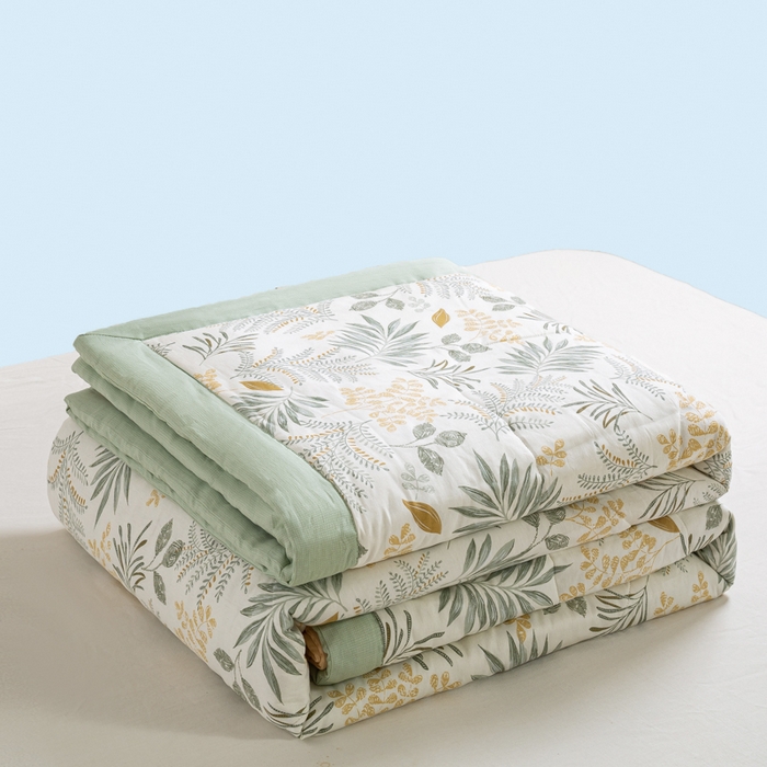 91家纺网 家纺一手货源 找家纺 憨豆家纺 2026新款双面全棉印花夏被可机洗小清新纯棉夏凉被薄被芯空调被子 花影轻颜