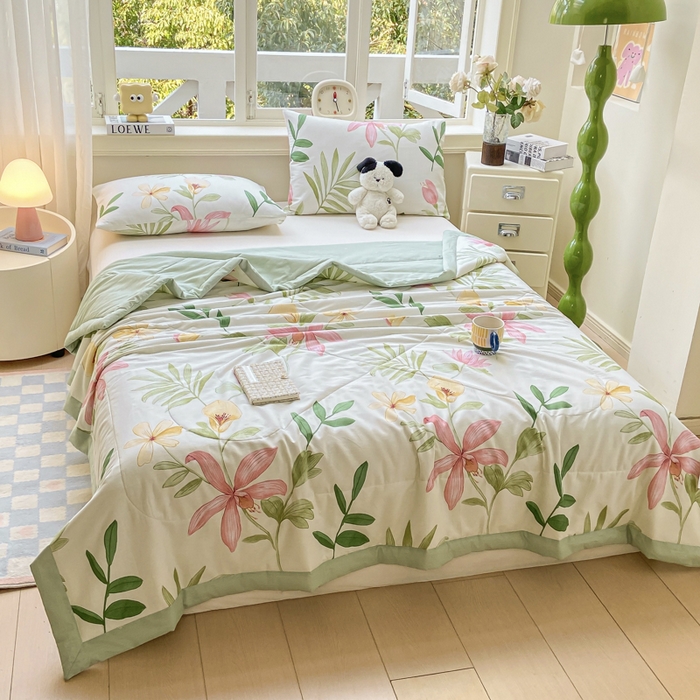 91家纺网 家纺一手货源 找家纺 憨豆家纺 2026新款双面全棉印花夏被可机洗小清新纯棉夏凉被薄被芯空调被子 花之恋