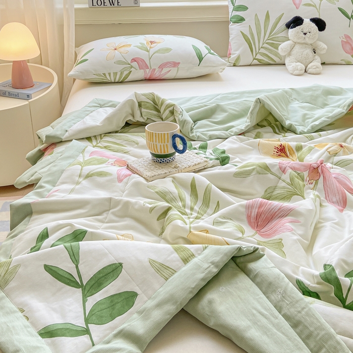 91家纺网 家纺一手货源 找家纺 憨豆家纺 2026新款双面全棉印花夏被可机洗小清新纯棉夏凉被薄被芯空调被子 花之恋