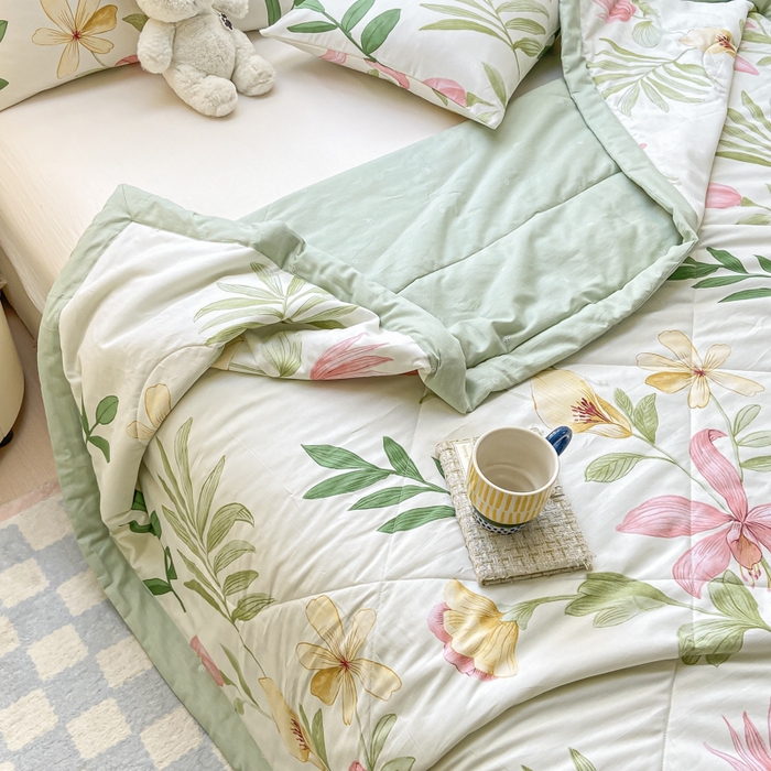 91家纺网 家纺一手货源 找家纺 憨豆家纺 2026新款双面全棉印花夏被可机洗小清新纯棉夏凉被薄被芯空调被子 花之恋