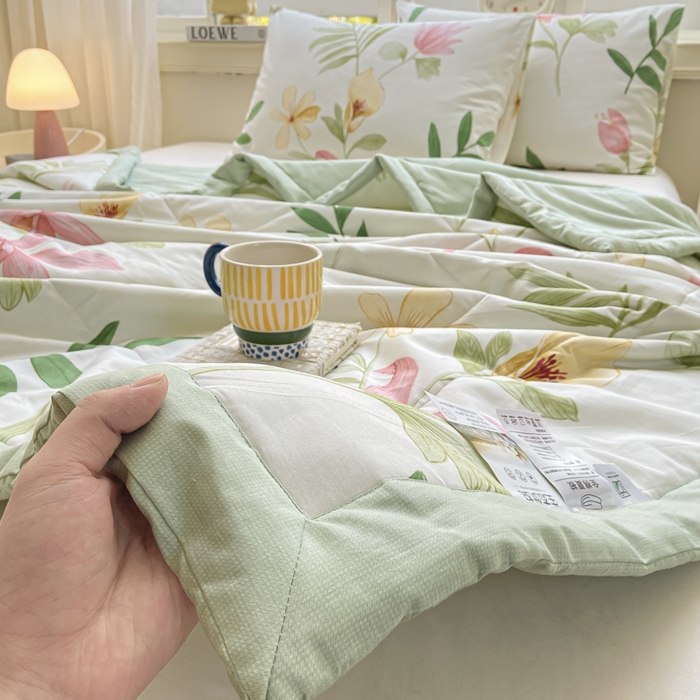 91家纺网 家纺一手货源 找家纺 憨豆家纺 2026新款双面全棉印花夏被可机洗小清新纯棉夏凉被薄被芯空调被子 花之恋