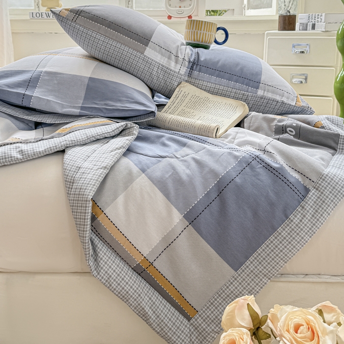 91家纺网 家纺一手货源 找家纺 憨豆家纺 2026新款双面全棉印花夏被可机洗小清新纯棉夏凉被薄被芯空调被子 简格