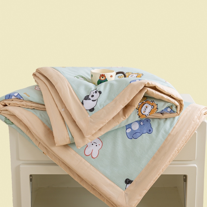 91家纺网 家纺一手货源 找家纺 憨豆家纺 2026新款双面全棉印花夏被可机洗小清新纯棉夏凉被薄被芯空调被子 可爱乐园