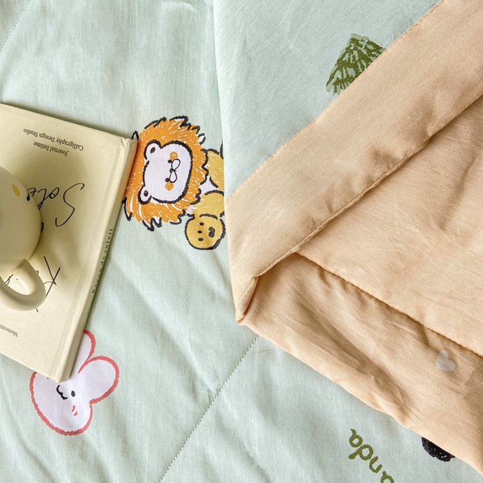 91家纺网 家纺一手货源 找家纺 憨豆家纺 2026新款双面全棉印花夏被可机洗小清新纯棉夏凉被薄被芯空调被子 可爱乐园