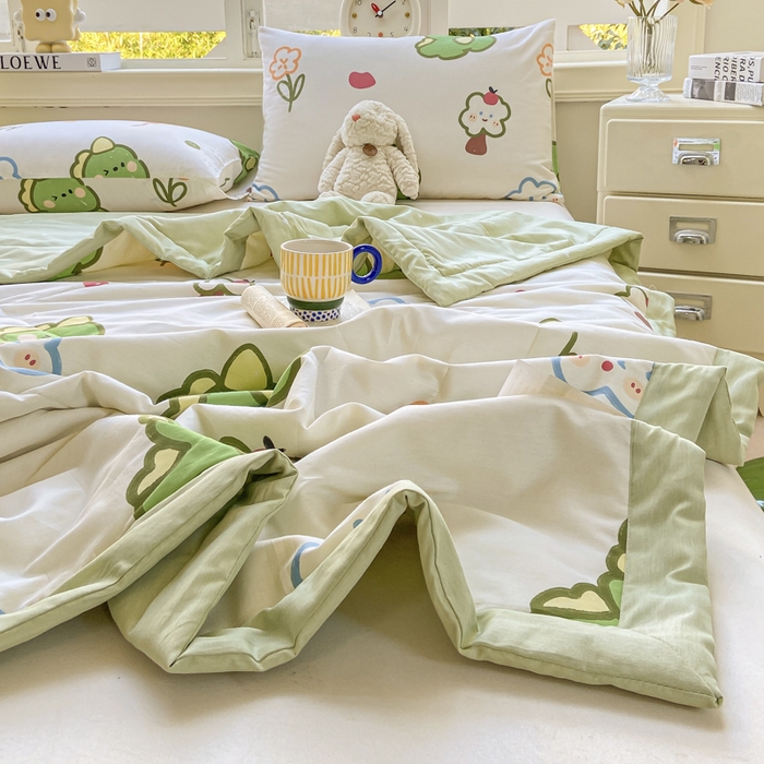 91家纺网 家纺一手货源 找家纺 憨豆家纺 2026新款双面全棉印花夏被可机洗小清新纯棉夏凉被薄被芯空调被子 恐龙日记