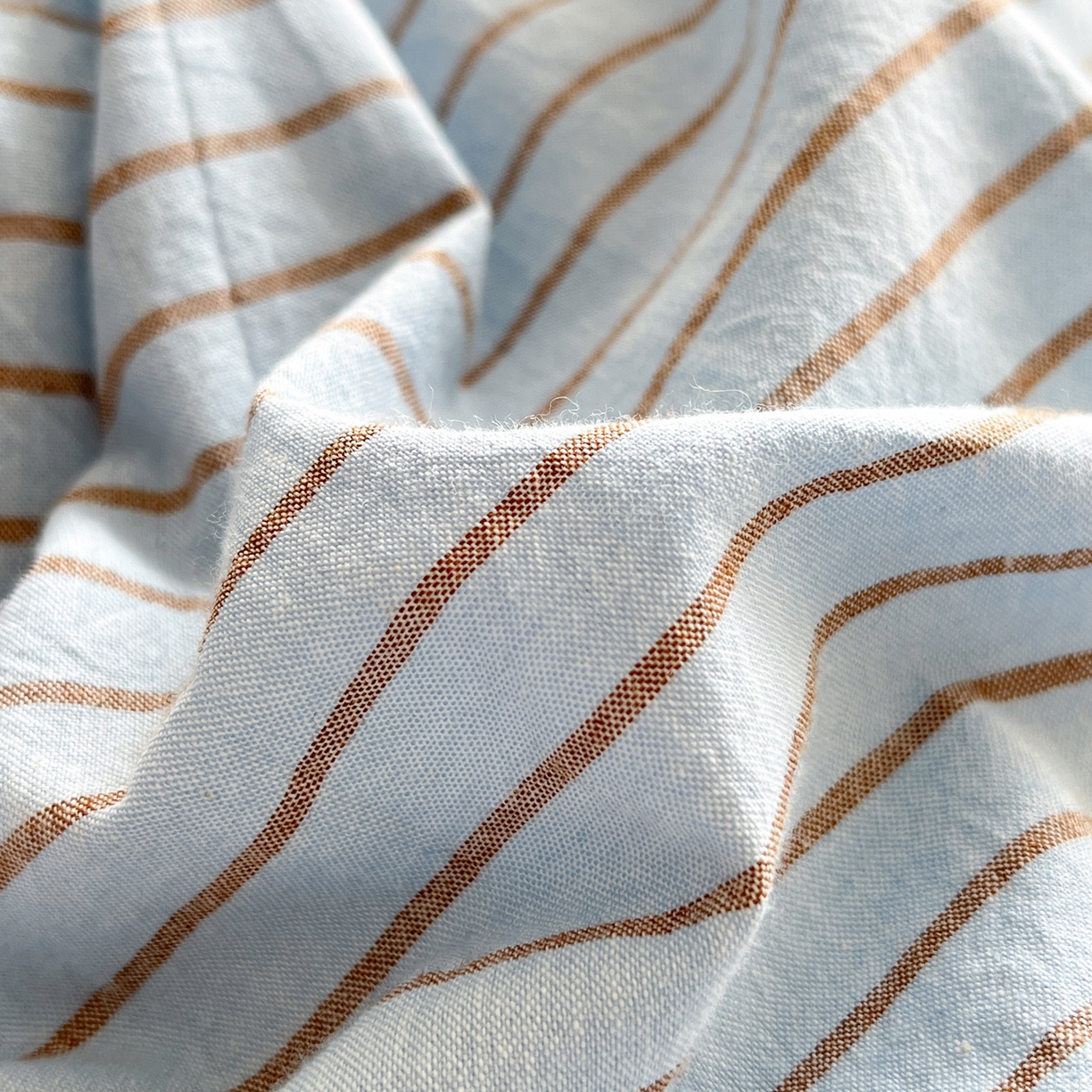 91家纺网 家纺一手货源 找家纺 如一 2026春夏新款色织全棉纯棉加密水洗棉条纹三角针四件套 晴空蓝