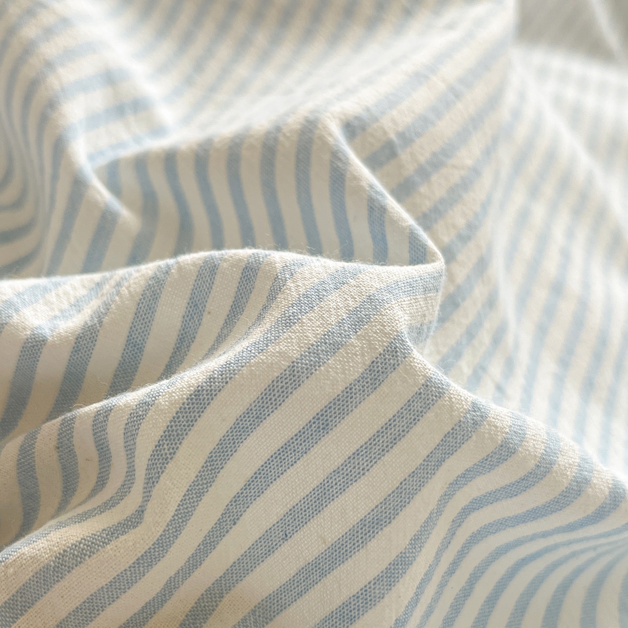 91家纺网 家纺一手货源 找家纺 如一 2026春夏新款色织全棉纯棉加密水洗棉条纹三角针四件套 海岸蓝