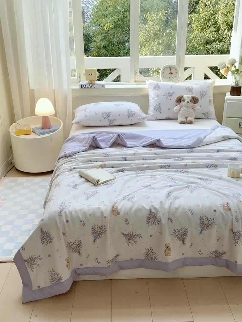 91家纺网 家纺一手货源 找家纺 憨豆家纺 2026新款双面全棉印花夏被可机洗小清新纯棉夏凉被薄被芯空调被子 罗曼蒂克