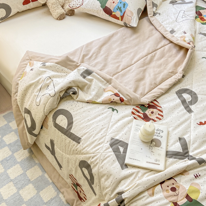 91家纺网 家纺一手货源 找家纺 憨豆家纺 2026新款双面全棉印花夏被可机洗小清新纯棉夏凉被薄被芯空调被子 蒙奇奇-米