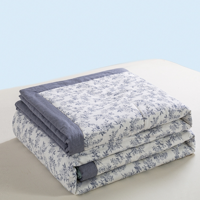 91家纺网 家纺一手货源 找家纺 憨豆家纺 2026新款双面全棉印花夏被可机洗小清新纯棉夏凉被薄被芯空调被子 墨兰