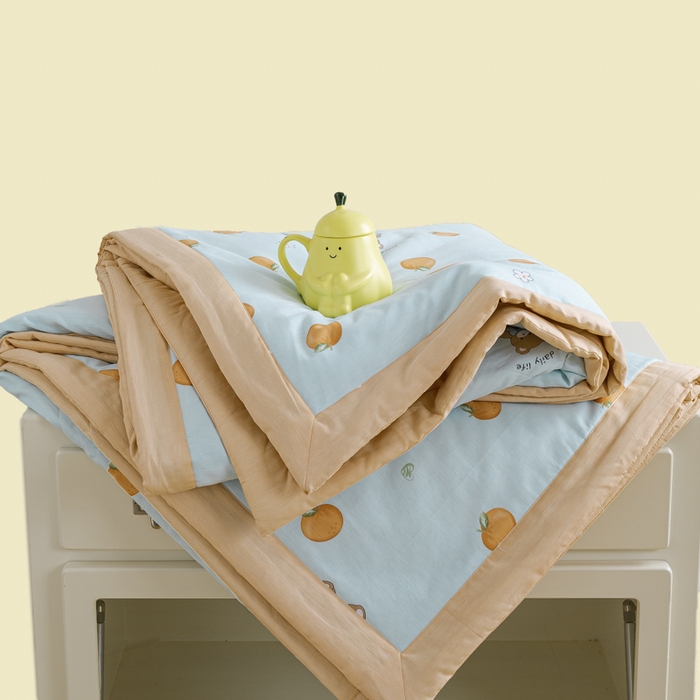 91家纺网 家纺一手货源 找家纺 憨豆家纺 2026新款双面全棉印花夏被可机洗小清新纯棉夏凉被薄被芯空调被子 南瓜派对