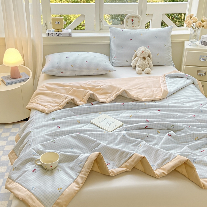 91家纺网 家纺一手货源 找家纺 憨豆家纺 2026新款双面全棉印花夏被可机洗小清新纯棉夏凉被薄被芯空调被子 清甜蜜果