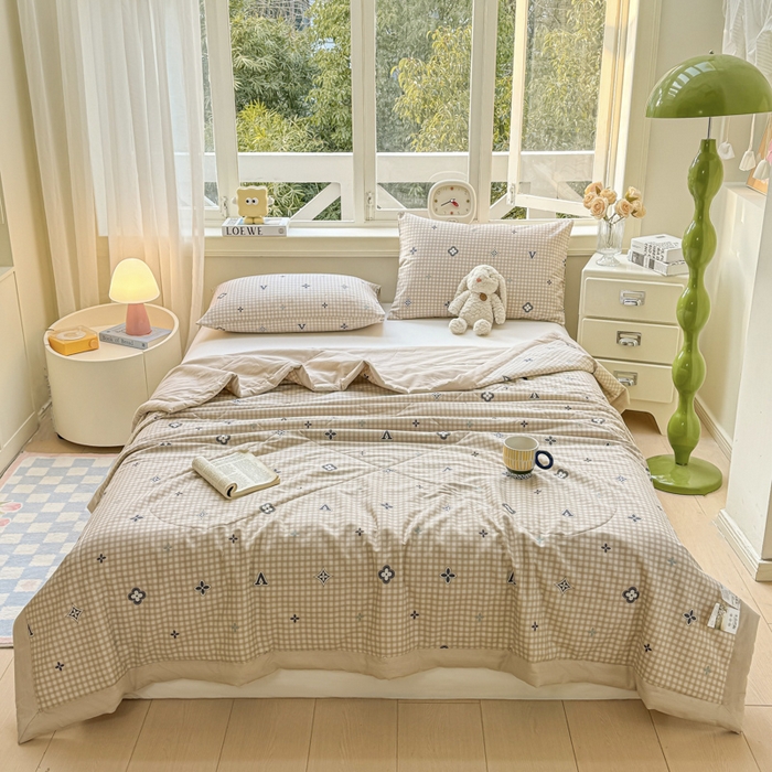 91家纺网 家纺一手货源 找家纺 憨豆家纺 2026新款双面全棉印花夏被可机洗小清新纯棉夏凉被薄被芯空调被子 时光意境