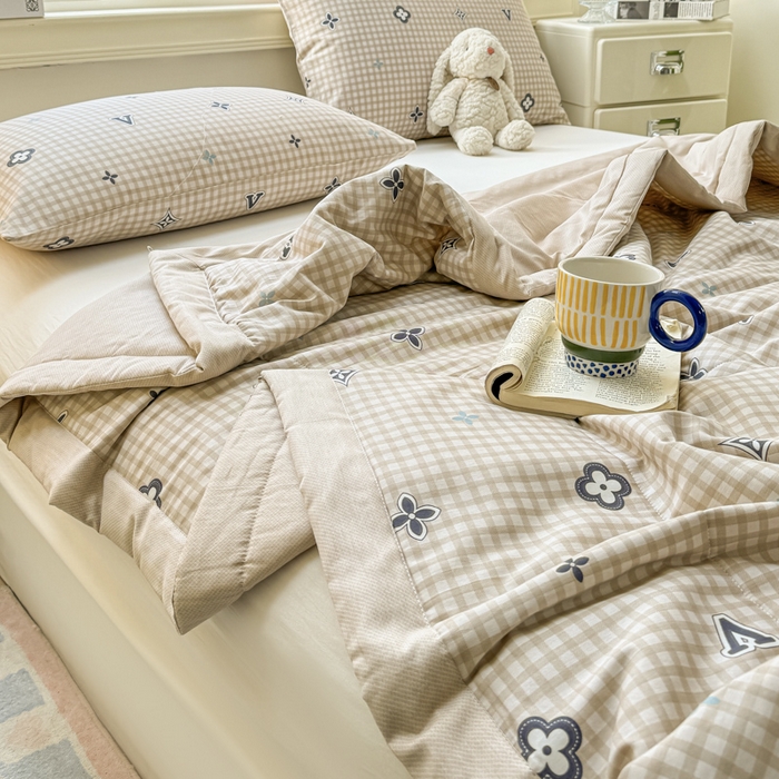 91家纺网 家纺一手货源 找家纺 憨豆家纺 2026新款双面全棉印花夏被可机洗小清新纯棉夏凉被薄被芯空调被子 时光意境