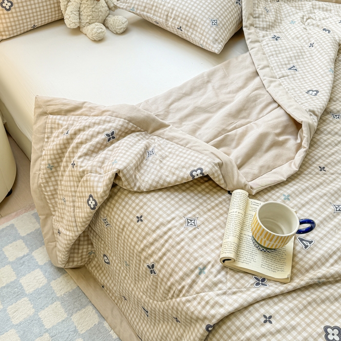 91家纺网 家纺一手货源 找家纺 憨豆家纺 2026新款双面全棉印花夏被可机洗小清新纯棉夏凉被薄被芯空调被子 时光意境