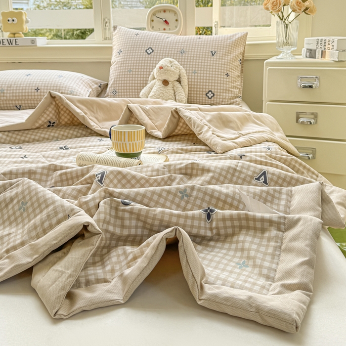 91家纺网 家纺一手货源 找家纺 憨豆家纺 2026新款双面全棉印花夏被可机洗小清新纯棉夏凉被薄被芯空调被子 时光意境