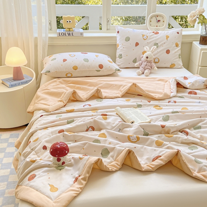 91家纺网 家纺一手货源 找家纺 憨豆家纺 2026新款双面全棉印花夏被可机洗小清新纯棉夏凉被薄被芯空调被子 相思南国