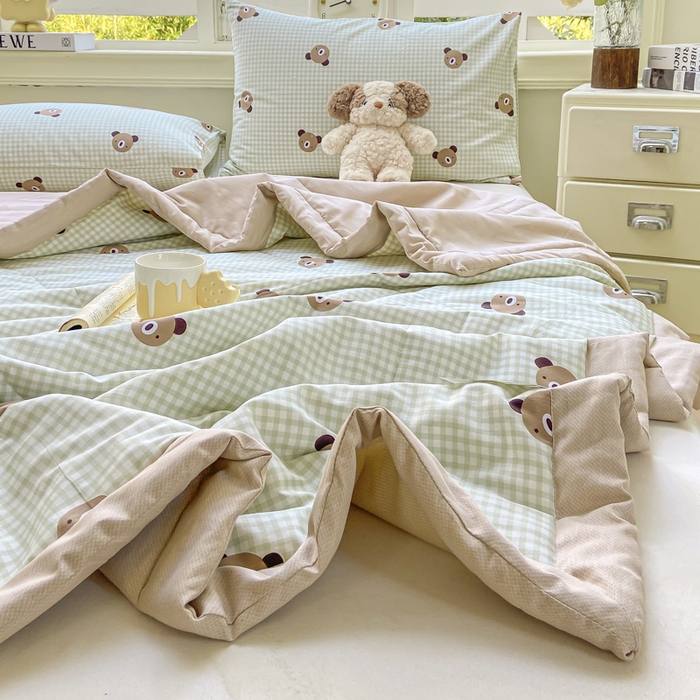 91家纺网 家纺一手货源 找家纺 憨豆家纺 2026新款双面全棉印花夏被可机洗小清新纯棉夏凉被薄被芯空调被子 小浣熊