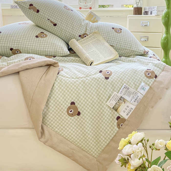 91家纺网 家纺一手货源 找家纺 憨豆家纺 2026新款双面全棉印花夏被可机洗小清新纯棉夏凉被薄被芯空调被子 小浣熊