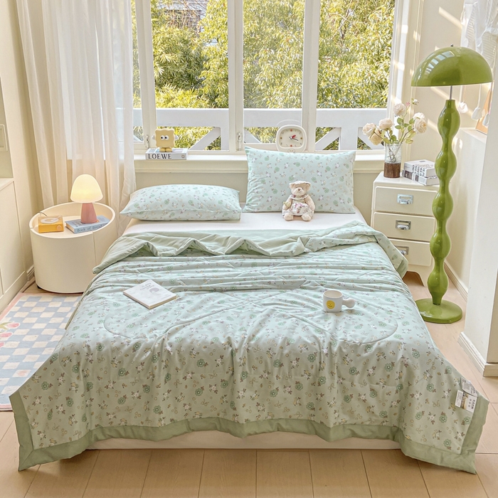 91家纺网 家纺一手货源 找家纺 憨豆家纺 2026新款双面全棉印花夏被可机洗小清新纯棉夏凉被薄被芯空调被子 雨汐