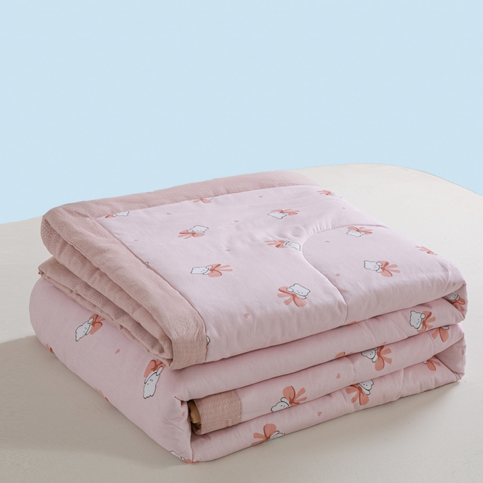 91家纺网 家纺一手货源 找家纺 憨豆家纺 2026新款双面全棉印花夏被可机洗小清新纯棉夏凉被薄被芯空调被子 元气小熊