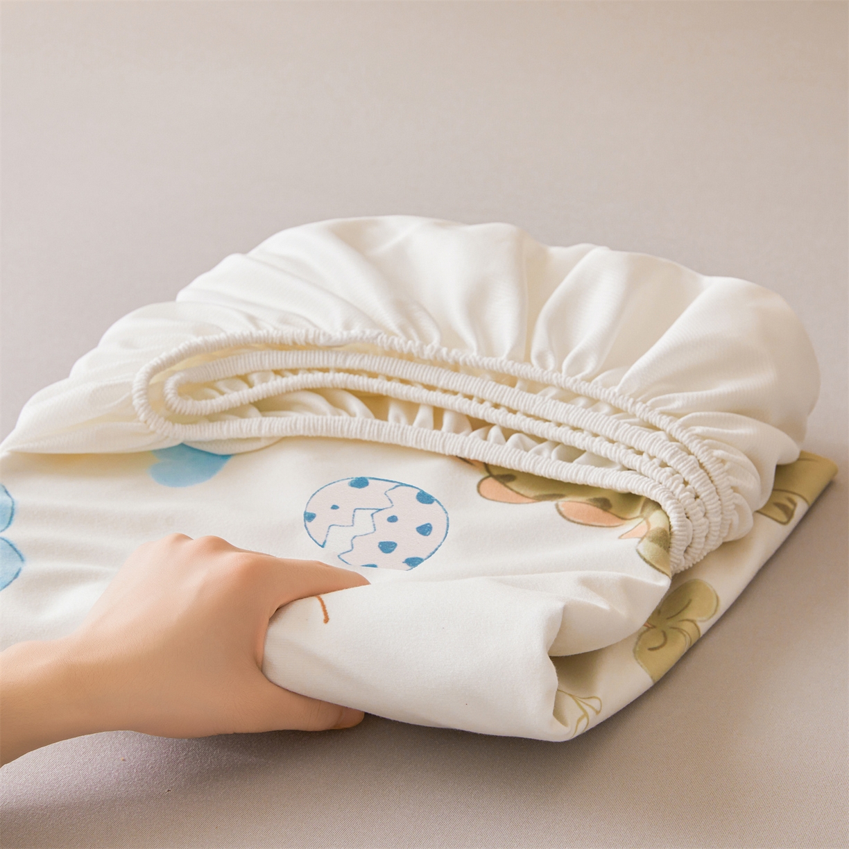 91家纺网 家纺一手货源 找家纺 女子家纺 2026春夏新款TPU防水隔尿床护垫床笠款印花小清新卡通儿童床垫保护套 防水床笠-沙滩恐龙