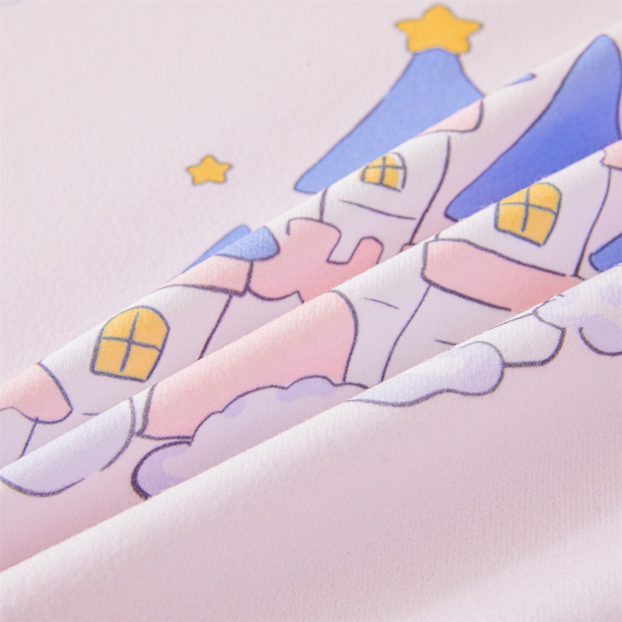 91家纺网 家纺一手货源 找家纺 女子家纺 2026春夏新款TPU防水隔尿床护垫床笠款印花小清新卡通儿童床垫保护套 防水床笠-天使城堡