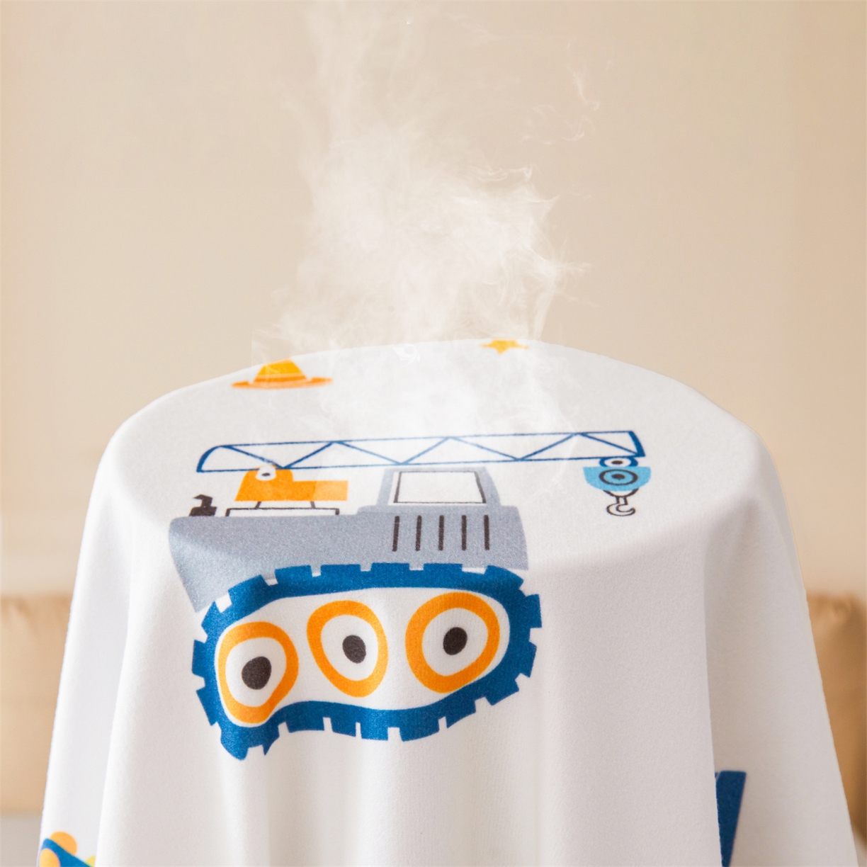 91家纺网 家纺一手货源 找家纺 女子家纺 2026春夏新款TPU防水隔尿床护垫床笠款印花小清新卡通儿童床垫保护套 防水床笠-挖掘机