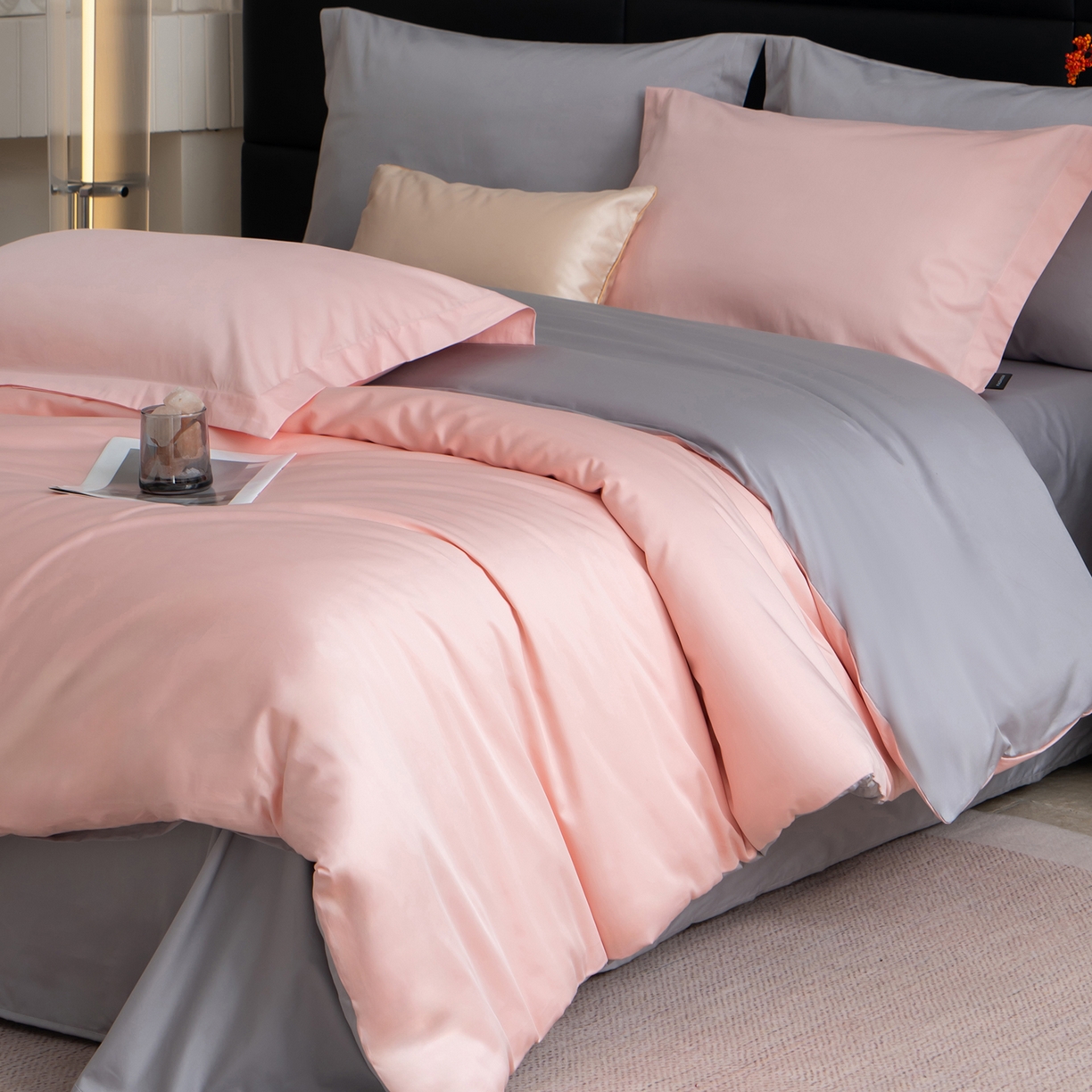 91家纺网 家纺一手货源 找家纺 凌云家纺 2026春夏新款A类100支长绒棉四件套-辉煌 礼盒装 提供买家秀  联系客服 辉煌（玉灰）