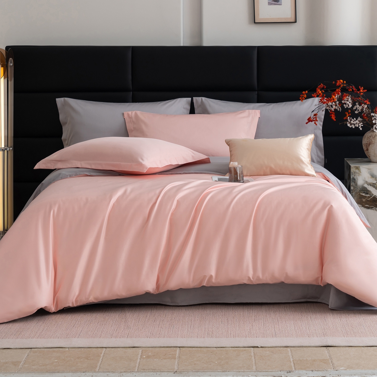 91家纺网 家纺一手货源 找家纺 凌云家纺 2026春夏新款A类100支长绒棉四件套-辉煌 礼盒装 提供买家秀  联系客服 辉煌（玉灰）